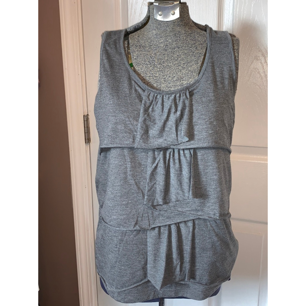 Women's Talbots Gray Tiered Ruffle Tank Top Size M